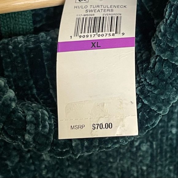 New Marled Reunited Cowl Turtleneck Evergreen Chenille Knit Sweater Green - Picture 13 of 15